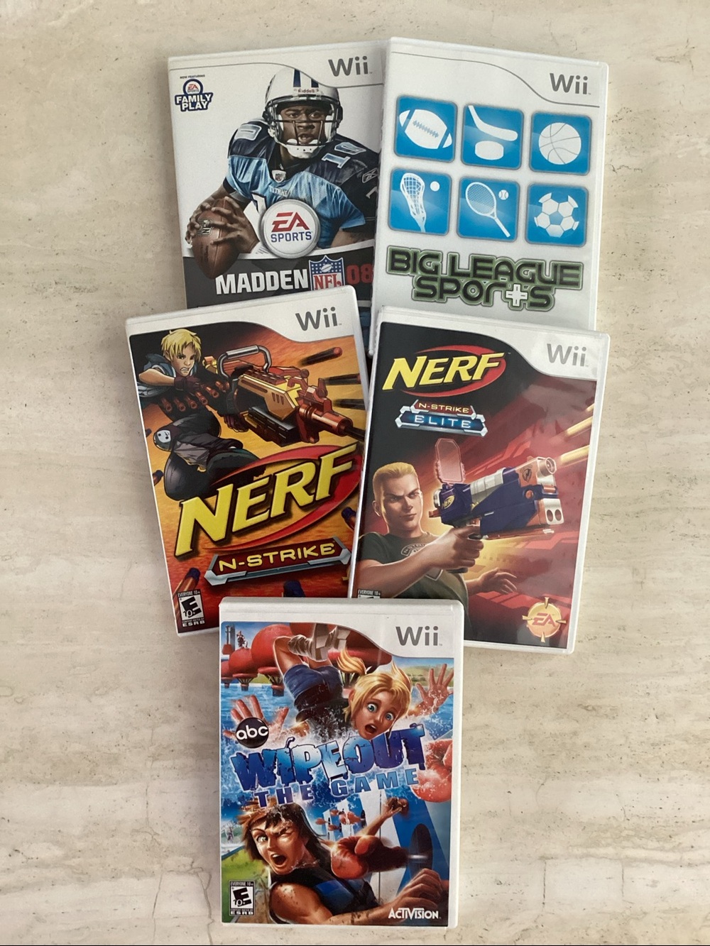 Nerf N Strike Nintendo Wii Games Wipeout The Game Big League Sports Madden NFL